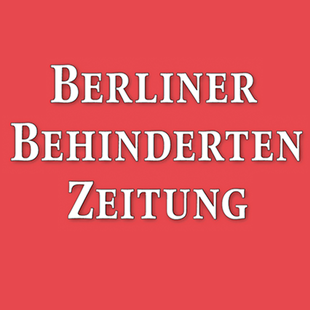 rot weißes Logo der Berliner Behinderten Zeitung
