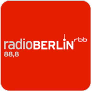 rot weißes Logo des Radiosenders Radio Berlin rbb