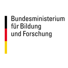 Weiß schwarzes Logo des Bundesministeriums für Bildung und Forschung