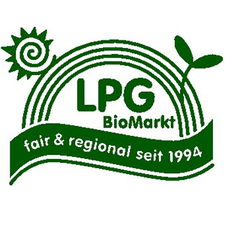 Grün weißes Logo des LPG Bio Marktes