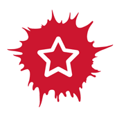 Rundes Logo der Sozialhelden. Weißer Stern auf rotem Grund.